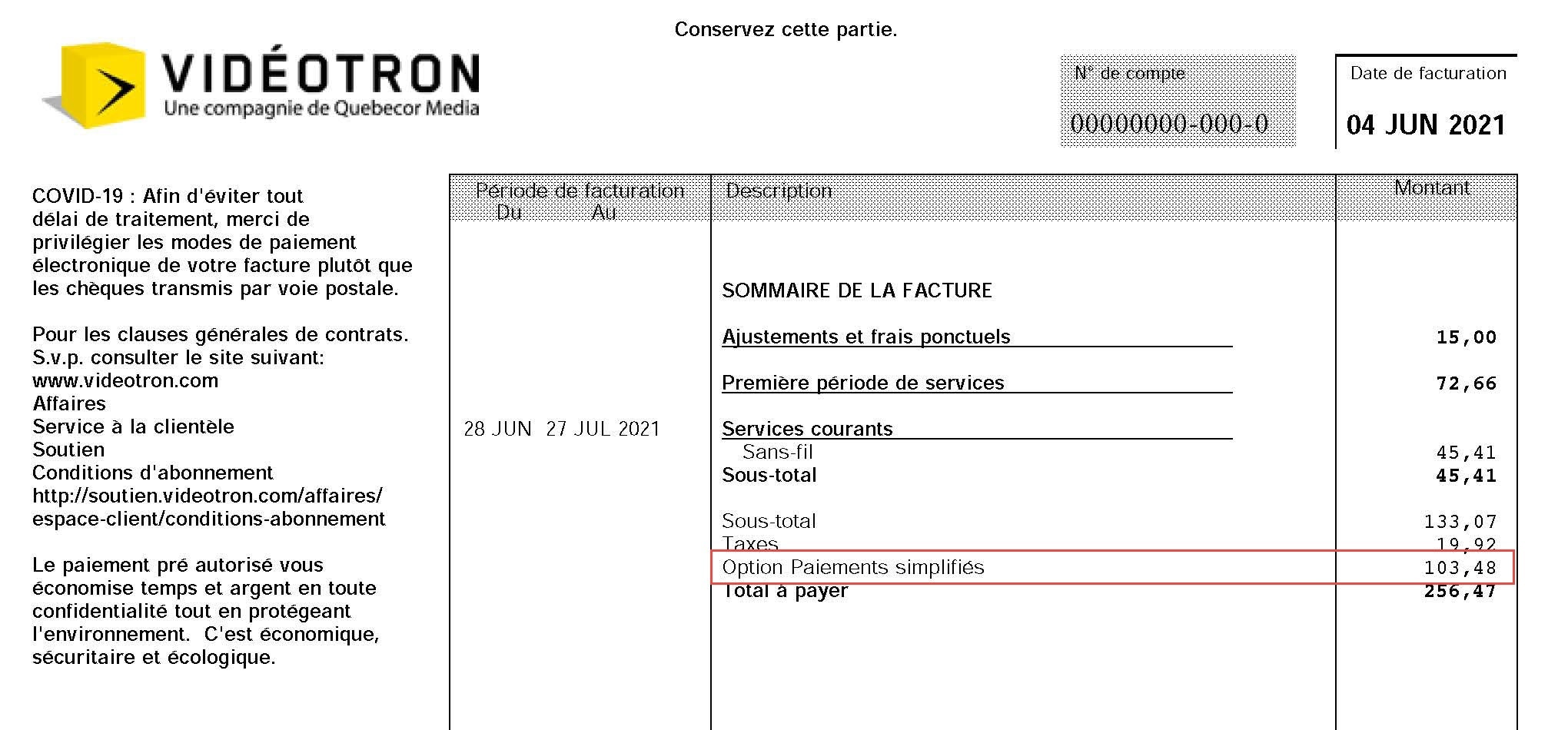 facture page 1 paiement simplifié